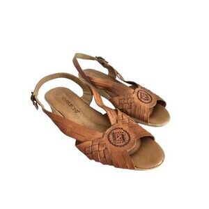 Vintage Revelations Brown Woven Sandals Strap Leather Sz 9.5